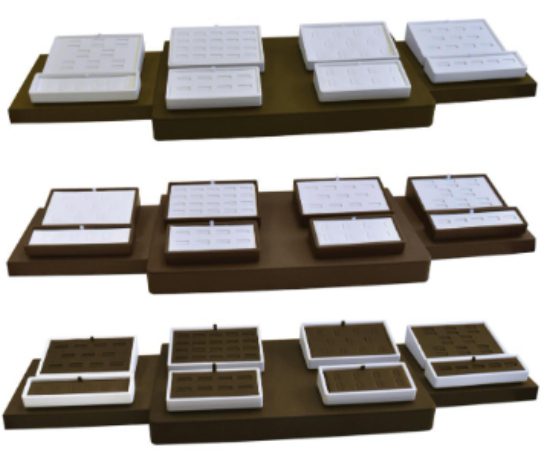 A set of three trays with different sizes and shapes.