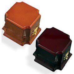 Two wooden boxes with a metal latch on top.