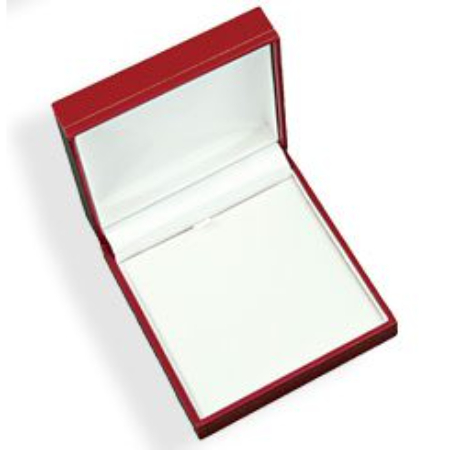 A red box with white paper inside of it