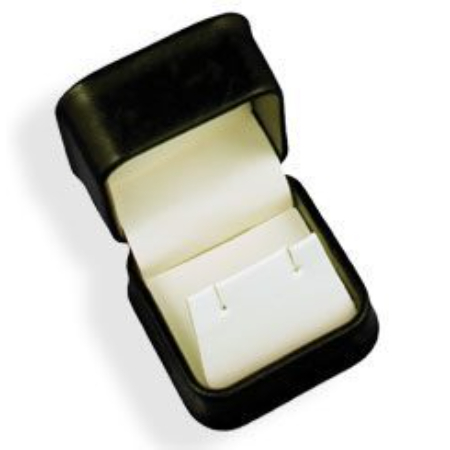 A black box with a white earring inside of it