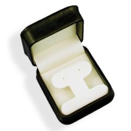 A black box with a white earring in it