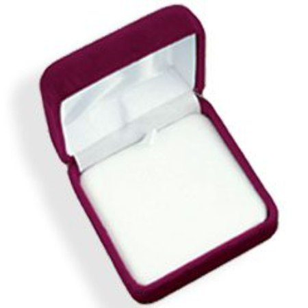 A red velvet box with white satin lining.