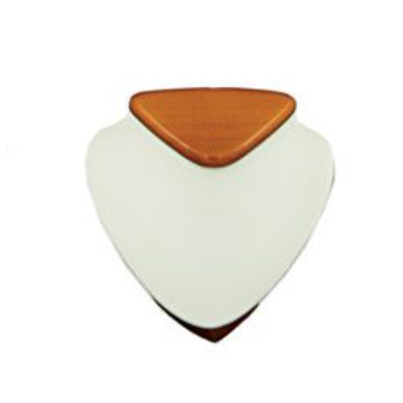 A white and brown triangle shaped object.