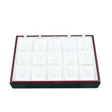 A tray of white jewelry displays and holds 2 0 rings.