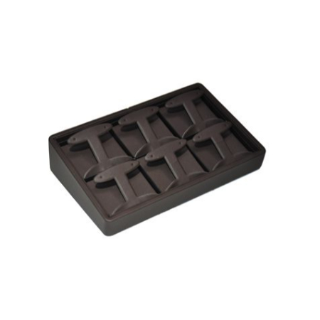 A black tray with 1 2 compartments for jewelry.