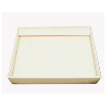 A white tray with a square shape on top.