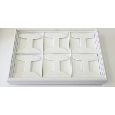 A white tray with eight trays of different sizes.