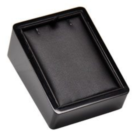 A black box with a small amount of leather on top.