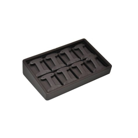 A black tray with eight small compartments.