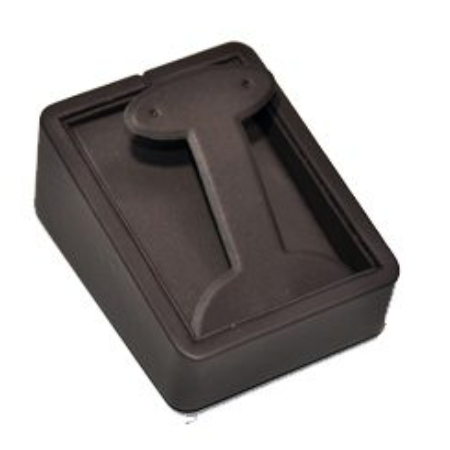 A black plastic box with a handle on top of it.