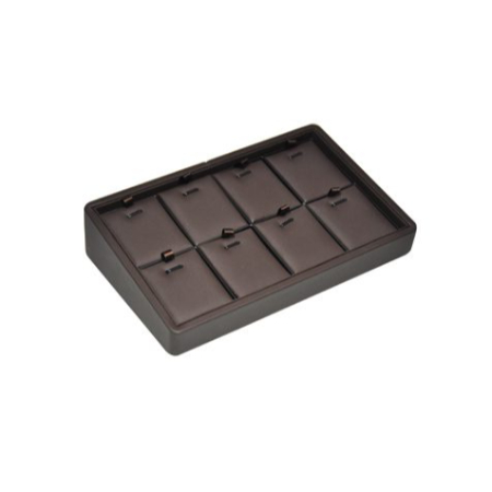 A brown tray with eight compartments.