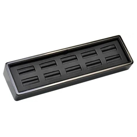 A black tray with eight rows of compartments.