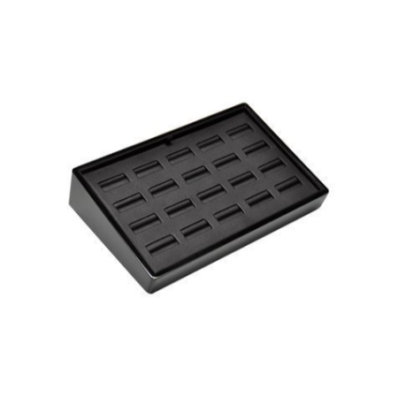 A black tray with many small compartments