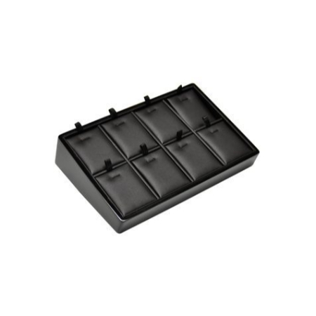 A black tray with eight compartments.