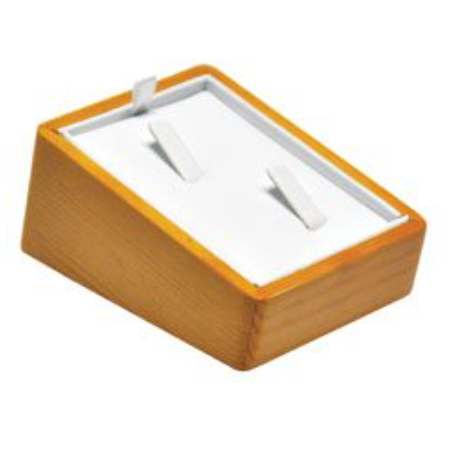 A wooden box with two white plastic inserts.