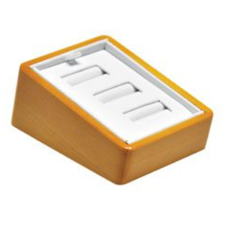 A wooden box with white lid and a yellow base.