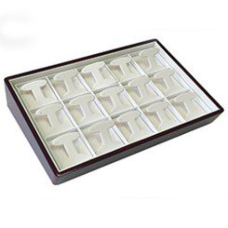 A tray with 1 5 compartments for jewelry.