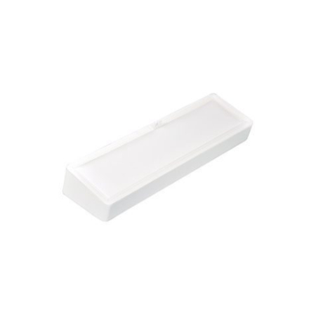 A white plastic box with a lid on top of it.