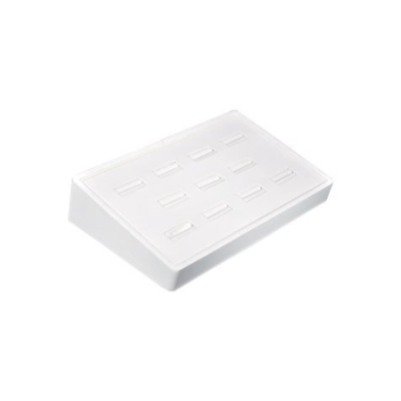 A white box with a small amount of plastic on top