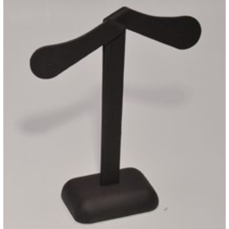 A black metal stand with two handles on top.