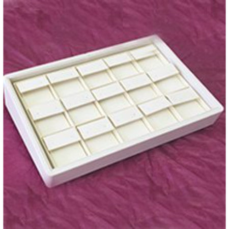 A white tray with many small items in it