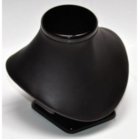 A black vase sitting on top of a table.