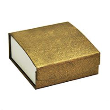 A gold box with white lid.