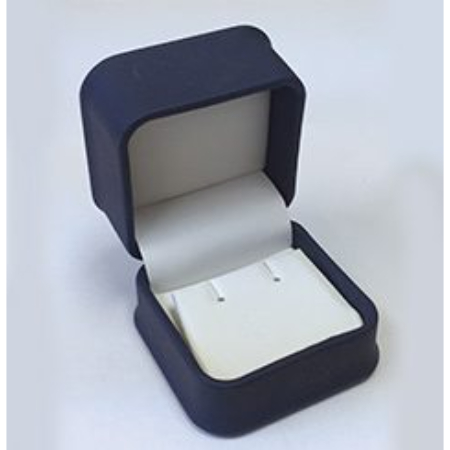 A blue box with a white earring inside of it