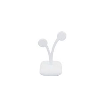 A white phone stand with two small round shaped ears.