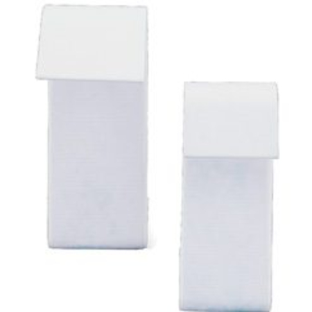 A pair of white plastic clips holding up the sides.