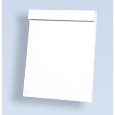 A white note pad hanging on the wall.