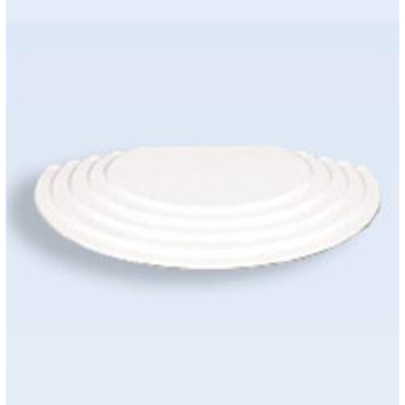 A white plate with three different designs on it.