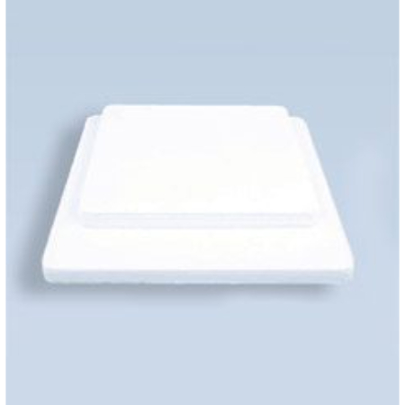 A white plastic tray with a blue background.