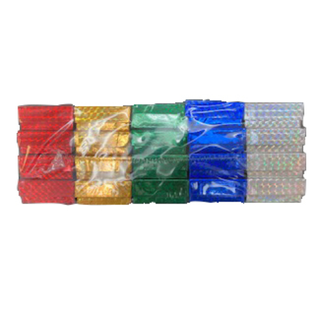 A group of different colored bags stacked on top of each other.