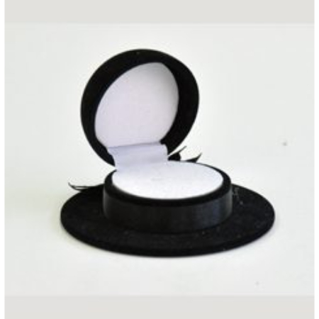 A black hat box with a white lid