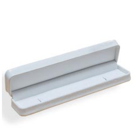 A white plastic shelf with two holes for the bottom.