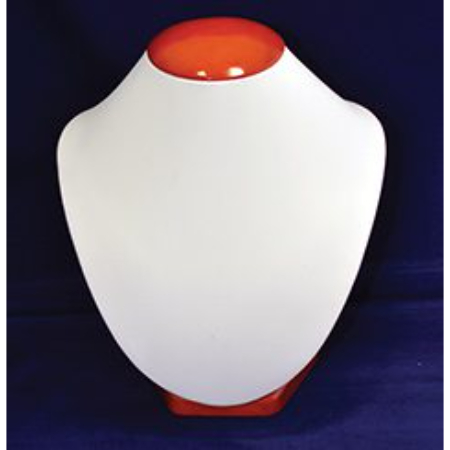 A white and orange ceramic necklace form