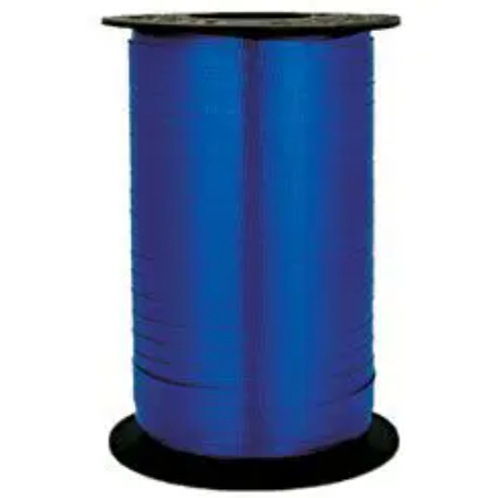 A blue spool of ribbon on top of a black stand.