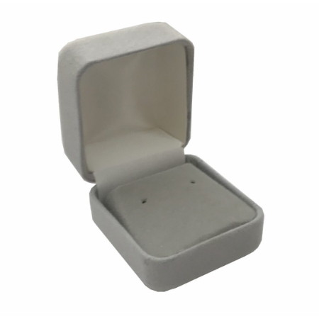 A white earring box with a silver lid.