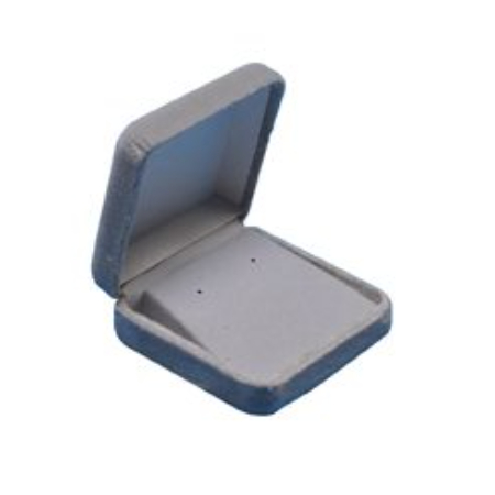 A gray box with a silver lid and a blue lining.