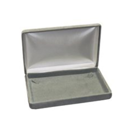 A silver box with a lid open to show the inside.