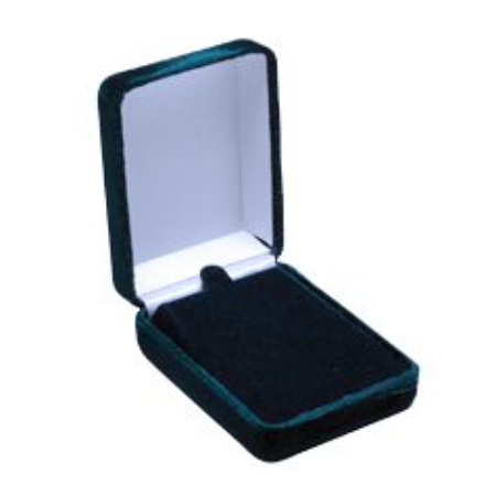 A black velvet jewelry box with a white interior.