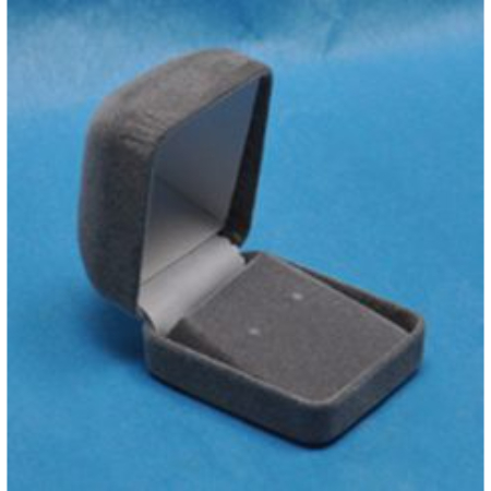 A gray box with two small compartments for jewelry.